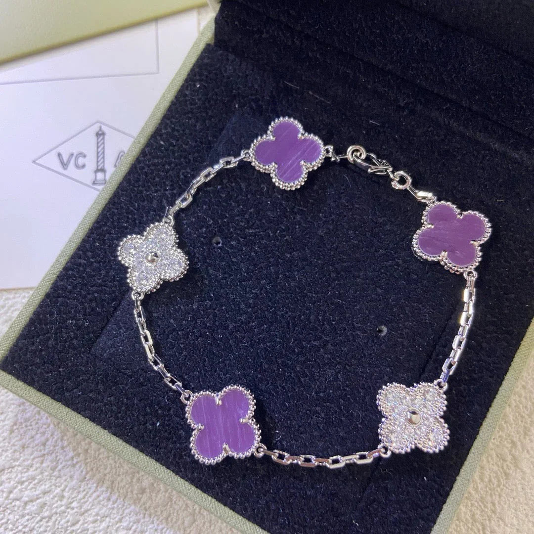 [Zalyn]LUCKY CLOVER 5-MOTIF BRACELET - VIOLET COLLECTION