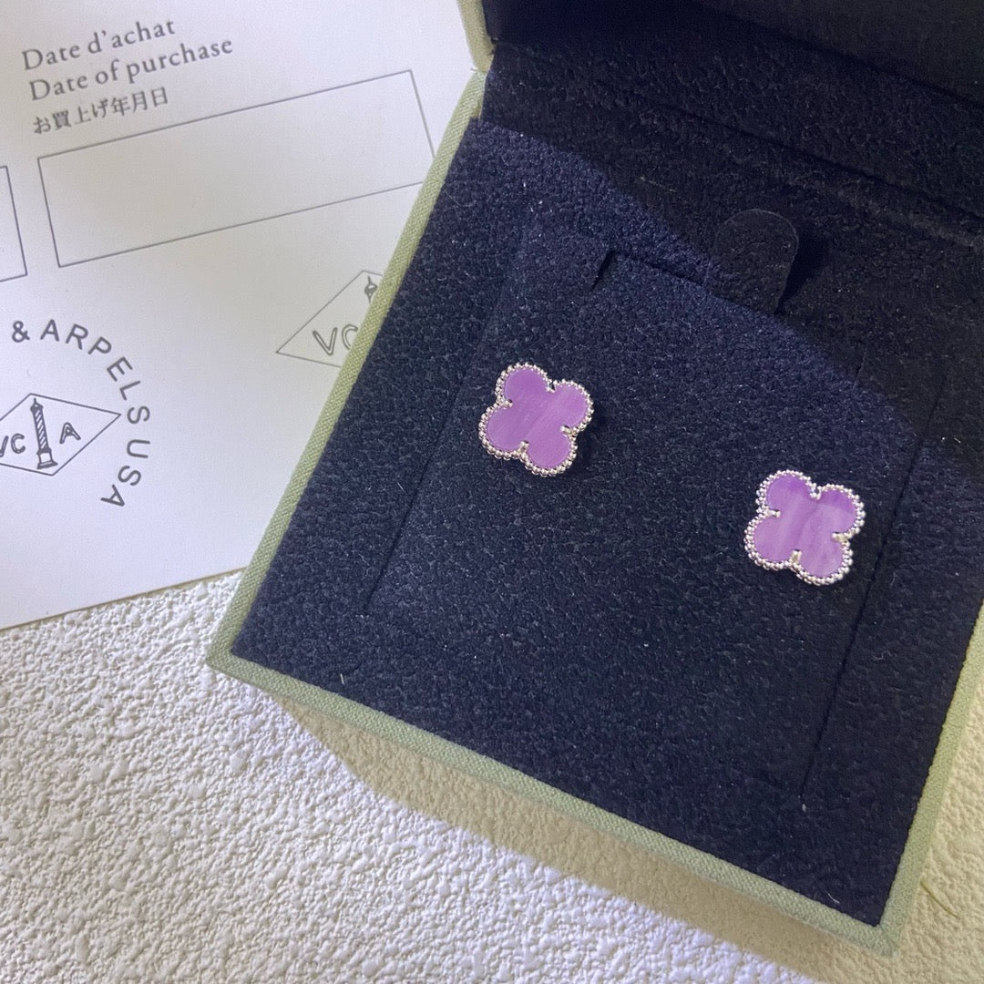 [Zalyn Jewelry ]CLOVER MINI 9.5MM  PURPLE VIOLET EARRINGS