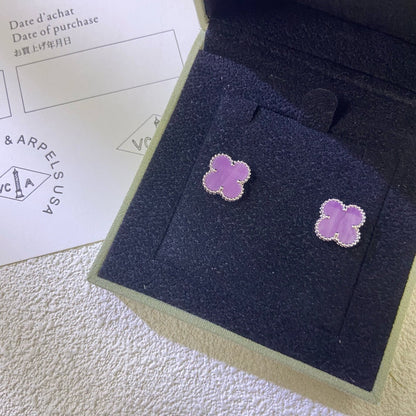 [Zalyn Jewelry ]CLOVER MINI 9.5MM  PURPLE VIOLET EARRINGS