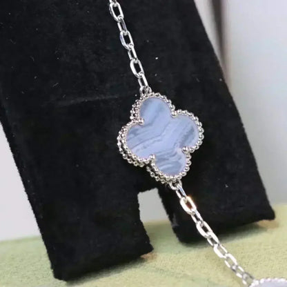 [Zalyn]LUCKY CLOVER 5-MOTIF BRACELET - PURPLE CHALCEDONY COLLECTION