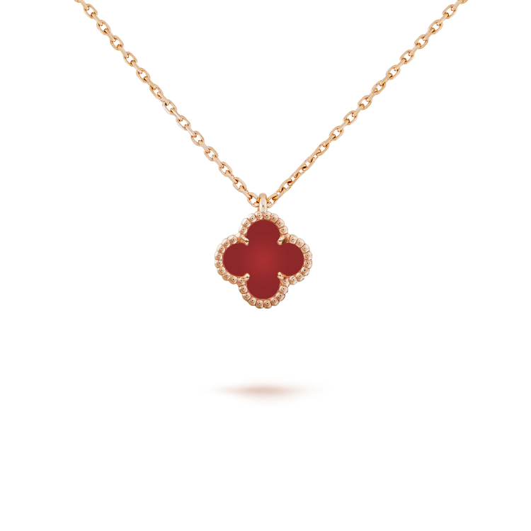 [Zalyn Jewelry ]CLOVER MINI 9.5MM WHITE CARNELIANS NECKLACE