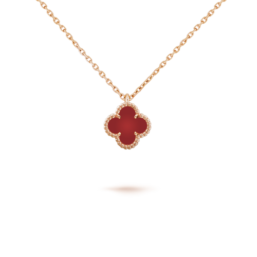 [Zalyn Jewelry ]CLOVER MINI 9.5MM WHITE CARNELIANS NECKLACE