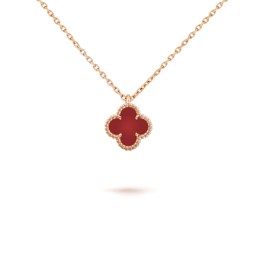 [Zalyn Jewelry ]CLOVER MINI 9.5MM WHITE CARNELIANS NECKLACE