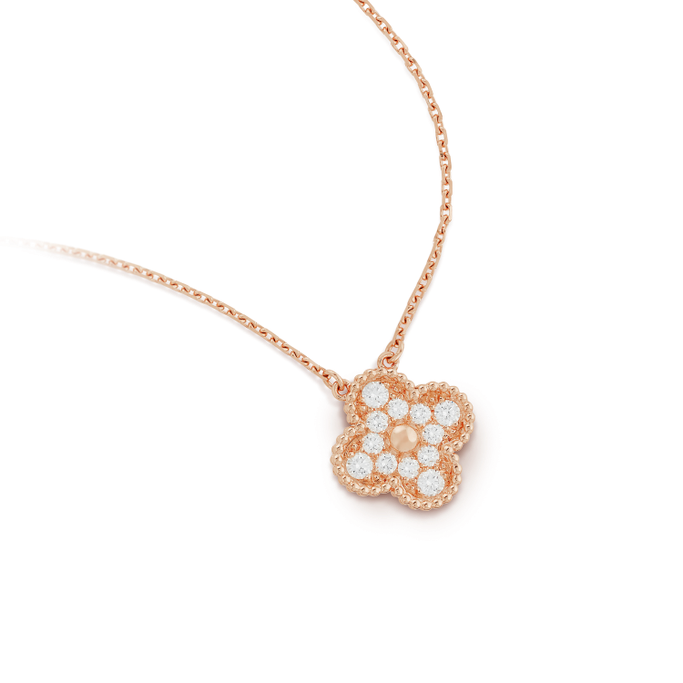 [Zalyn Jewelry ]CLOVER 15MM DIAMOND SINGLE FLOWER NECKLACE