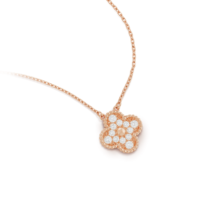[Zalyn Jewelry ]CLOVER 15MM DIAMOND SINGLE FLOWER NECKLACE