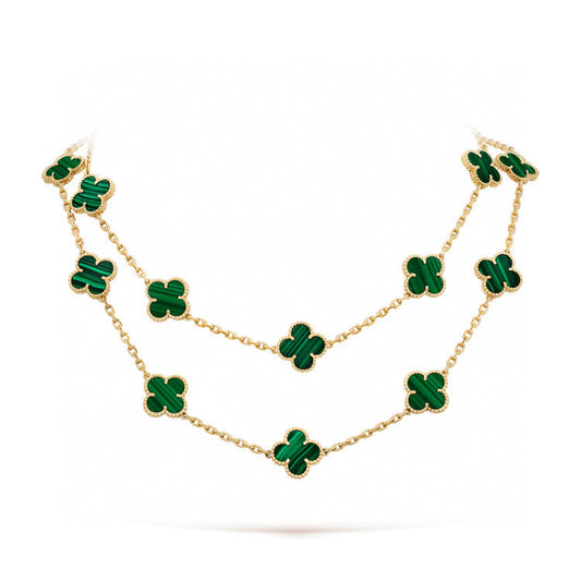 [Zalyn Jewelry ]CLOVER 20 MOTIFS MALACHITE GOLD