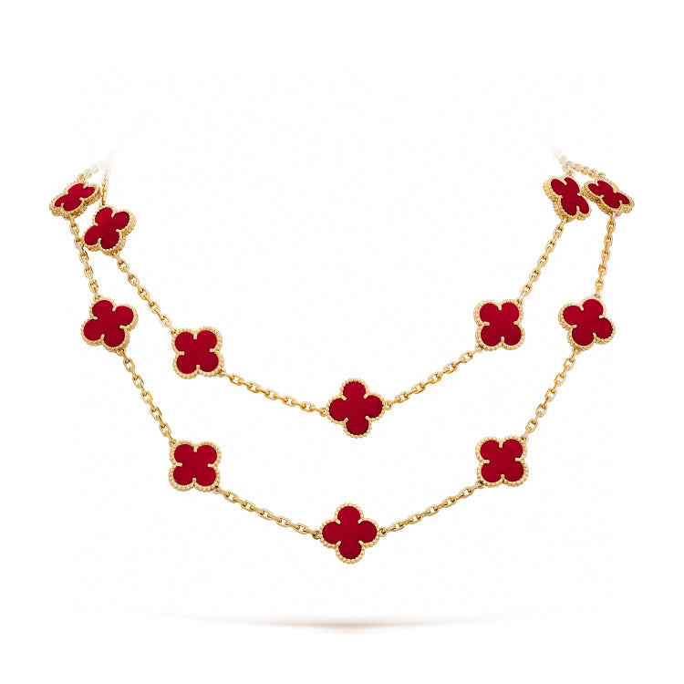 [Zalyn Jewelry ]CLOVER 20 MOTIFS CARNELIAN NECKLACE