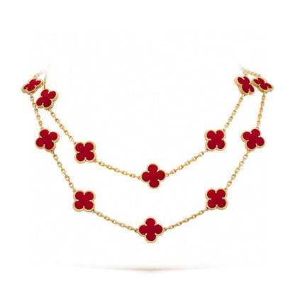 [Zalyn Jewelry ]CLOVER 20 MOTIFS CARNELIAN NECKLACE