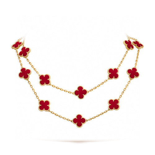 [Zalyn Jewelry ]CLOVER 20 MOTIFS CARNELIAN NECKLACE