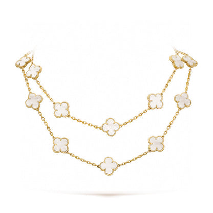 [Zalyn Jewelry ]CLOVER 20 MOTIFS WHITE MOP NECKLACE