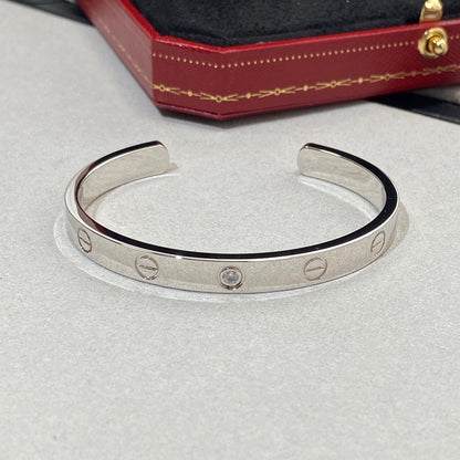 [Zalyn Jewelry ]LOVE BRACELET 6.1MM 1 DIAMOND OPEN CUFF
