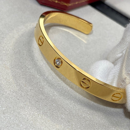 [Zalyn Jewelry ]LOVE BRACELET 6.1MM 1 DIAMOND OPEN CUFF