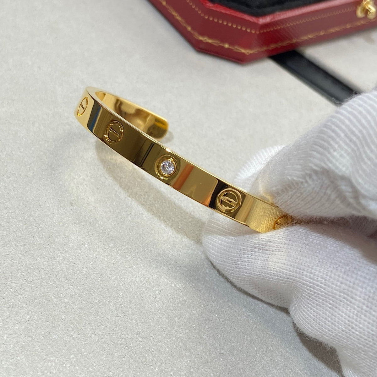 [Zalyn Jewelry ]LOVE BRACELET 6.1MM 1 DIAMOND OPEN CUFF