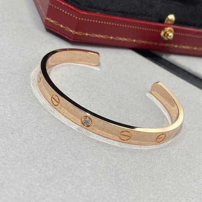 [Zalyn Jewelry ]LOVE BRACELET 6.1MM 1 DIAMOND OPEN CUFF