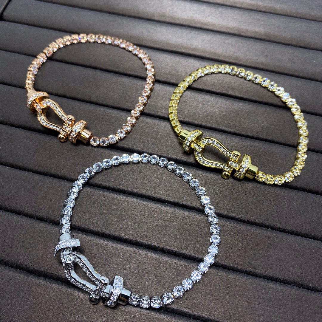 [Zalyn Jewelry ]FORCE  LARGE HORSESHOE FULL DIAMOND TENNIS BRACELET