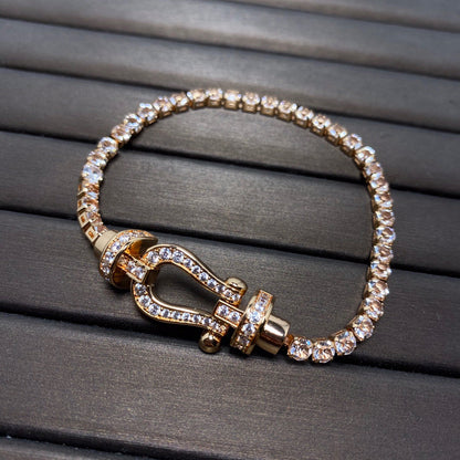 [Zalyn Jewelry ]FORCE  LARGE HORSESHOE FULL DIAMOND TENNIS BRACELET