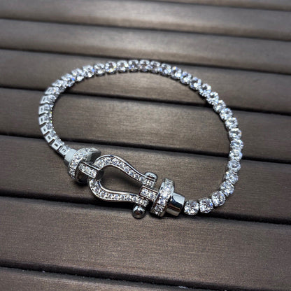 [Zalyn Jewelry ]FORCE  LARGE HORSESHOE FULL DIAMOND TENNIS BRACELET