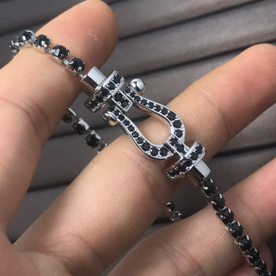 [Zalyn Jewelry ]FORCE  LARGE HORSESHOE FULL DIAMOND TENNIS BRACELET