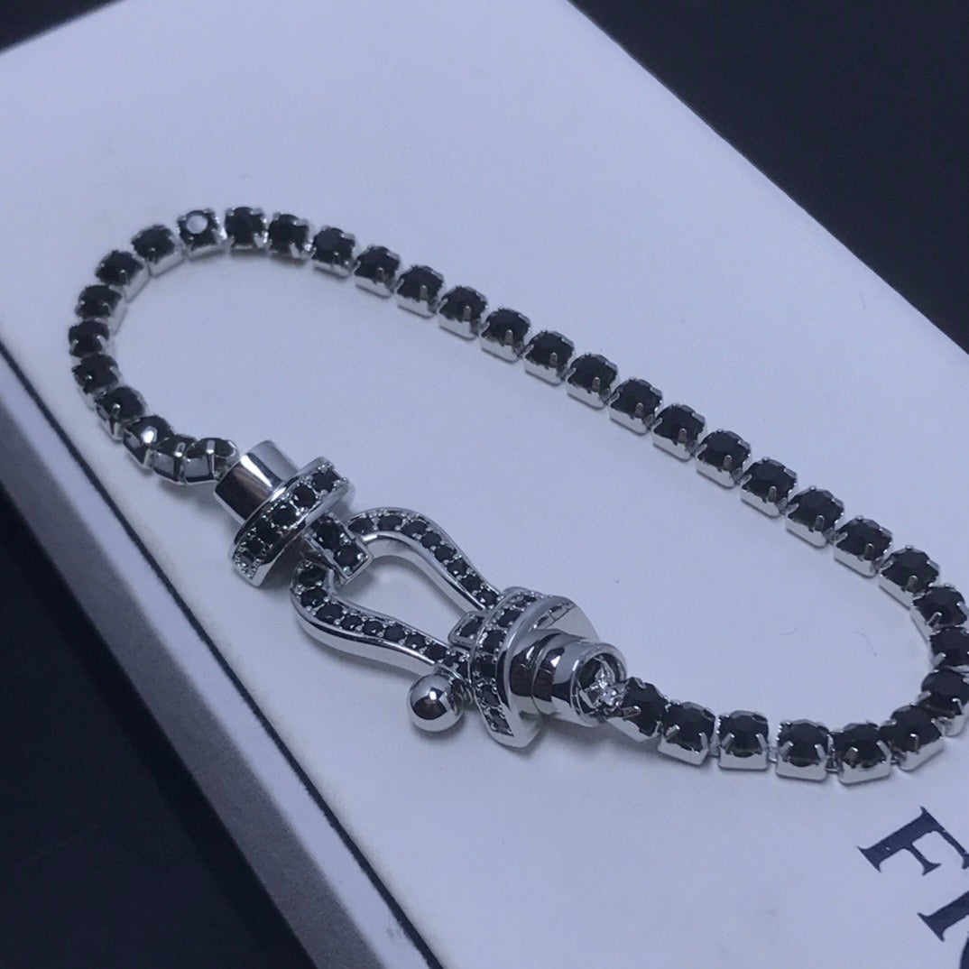 [Zalyn Jewelry ]FORCE  LARGE HORSESHOE FULL DIAMOND TENNIS BRACELET