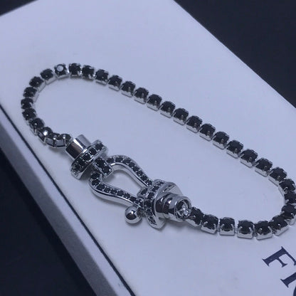 [Zalyn Jewelry ]FORCE  LARGE HORSESHOE FULL DIAMOND TENNIS BRACELET