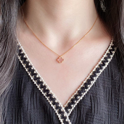 [Zalyn Jewelry ]CLOVER 15MM PINK MOTHER-OF-PEARL SINGLE FLOWER NECKLACE