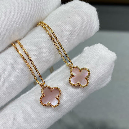 [Zalyn Jewelry ]CLOVER 9.5MM PINK MOTHER OF PEARL SINGLE FLOWER NECKLACE