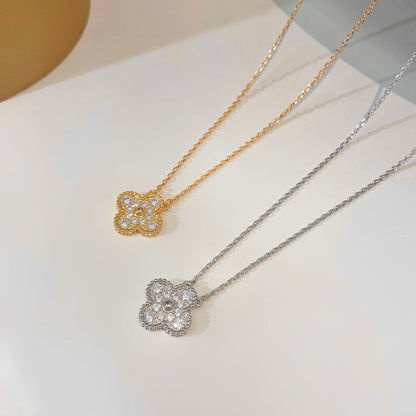 [Zalyn Jewelry ]CLOVER 15MM DIAMOND SINGLE FLOWER NECKLACE