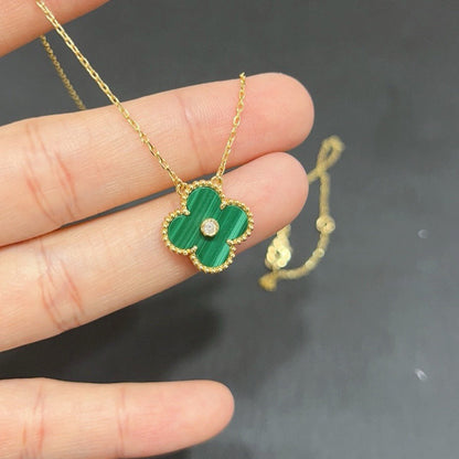 [Zalyn Jewelry ]CLOVER 15MM DIAMOND TURQUOISE NECKLACE