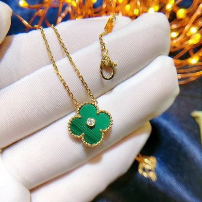 [Zalyn Jewelry ]CLOVER 15MM DIAMOND TURQUOISE NECKLACE
