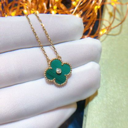 [Zalyn Jewelry ]CLOVER 15MM DIAMOND TURQUOISE NECKLACE
