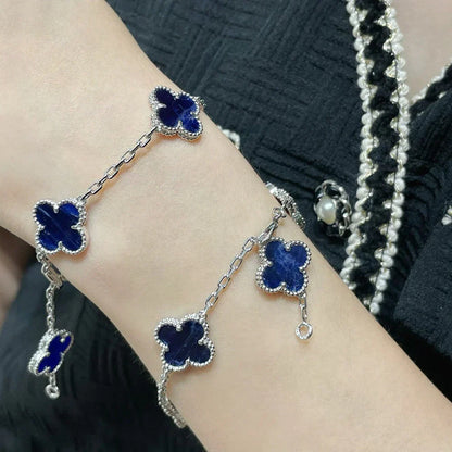 [Zalyn]LUCKY CLOVER 5-MOTIF BRACELET - PIETERSITE COLLECTION
