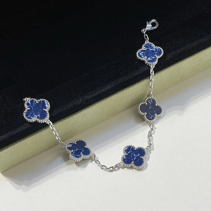 [Zalyn]LUCKY CLOVER 5-MOTIF BRACELET - PIETERSITE COLLECTION