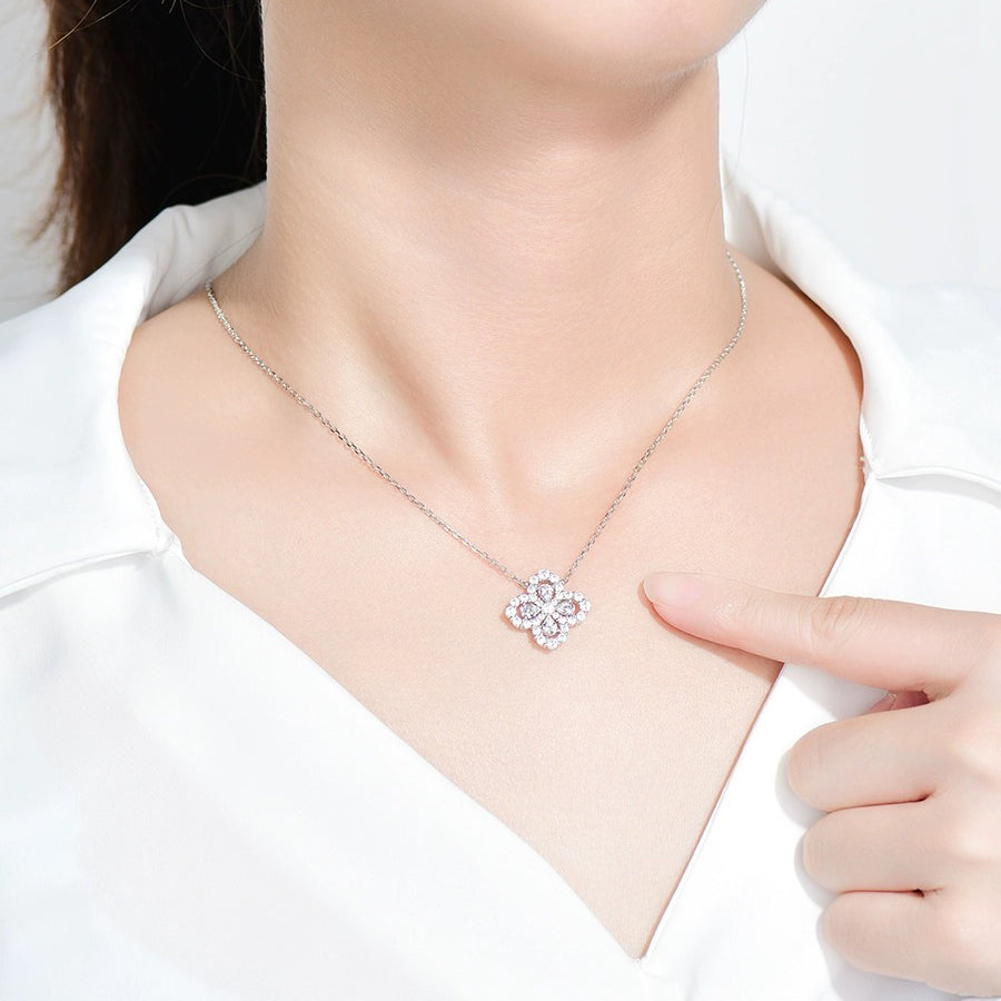 [Zalyn]LOOP NECKLACE FULL MOTIF DIAMOND 16MM MULTIPLE COLORS