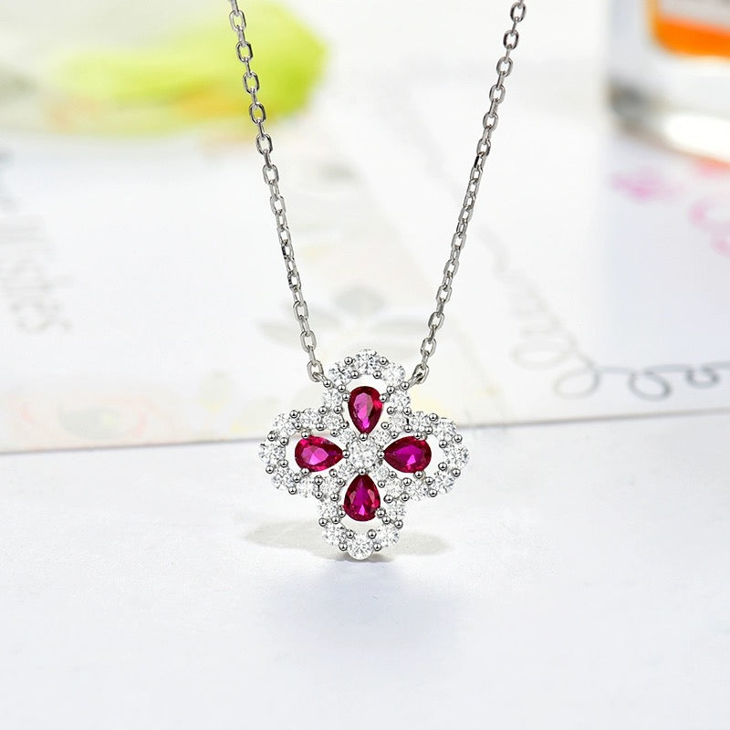 [Zalyn]LOOP NECKLACE FULL MOTIF DIAMOND 16MM MULTIPLE COLORS