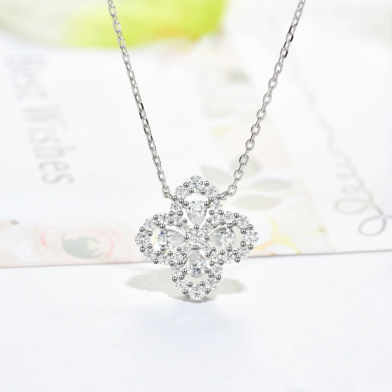 [Zalyn]LOOP NECKLACE FULL MOTIF DIAMOND 16MM MULTIPLE COLORS