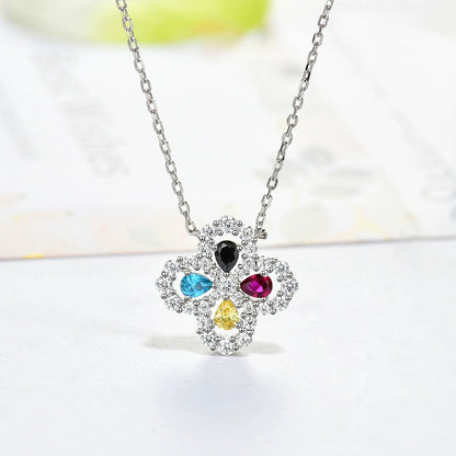 [Zalyn]LOOP NECKLACE FULL MOTIF DIAMOND 16MM MULTIPLE COLORS