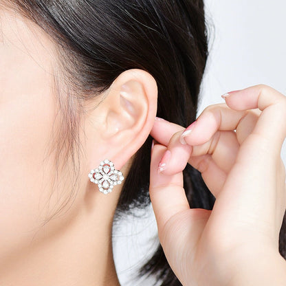 [Zalyn]LOOP EARRINGS FULL MOTIF DIAMOND 16MM