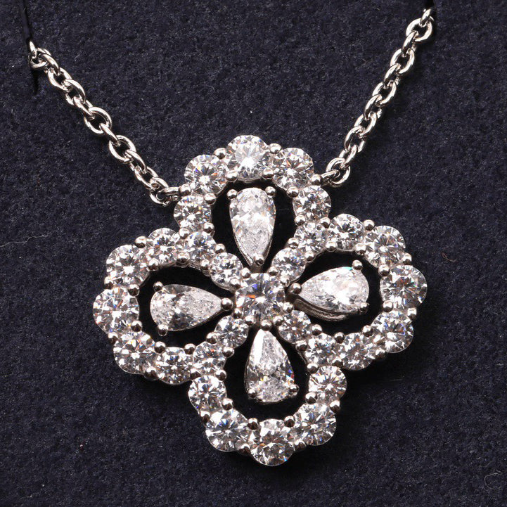 [Zalyn]LOOP NECKLACE FULL MOTIF DIAMOND 16MM MULTIPLE COLORS