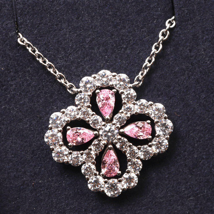 [Zalyn]LOOP NECKLACE FULL MOTIF DIAMOND 16MM MULTIPLE COLORS