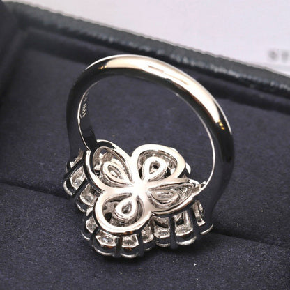 [Zalyn]LOOP RING FULL MOTIF DIAMOND 16MM SILVE