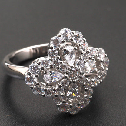 [Zalyn]LOOP RING FULL MOTIF DIAMOND 16MM SILVE