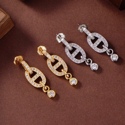 [Zalyn]HM CHAINE DIAMOND EARRINGS