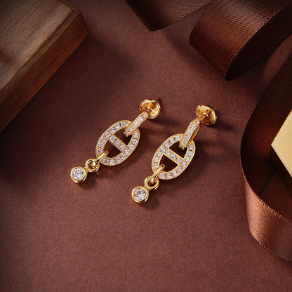 [Zalyn]HM CHAINE DIAMOND EARRINGS