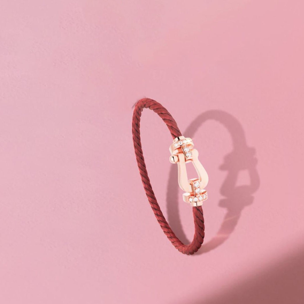 [Zalyn Jewelry ]FORCE 10 HALF DIAMOND PINK GOLD RED CORDERI LARGE AND MEDIUM MODEL