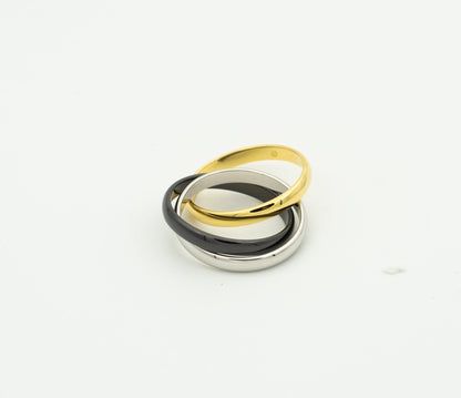 [Zalyn Jewelry ]TRINITY RING BLACK GOLD SILVER