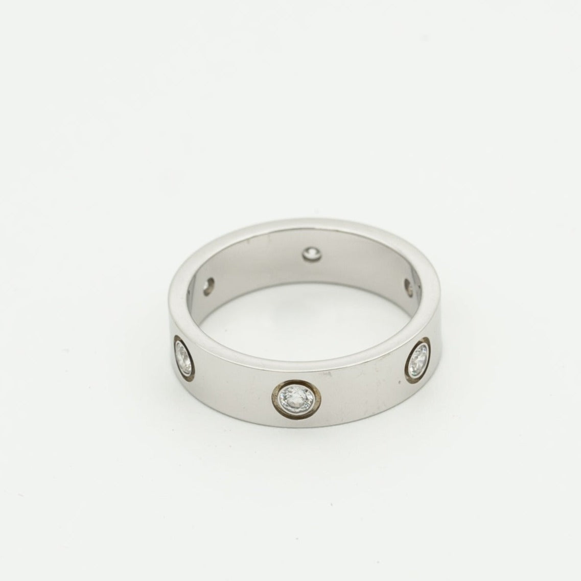 [Zalyn Jewelry ]LOVE RING 5.5MM 6 DIAMONDS SILVER