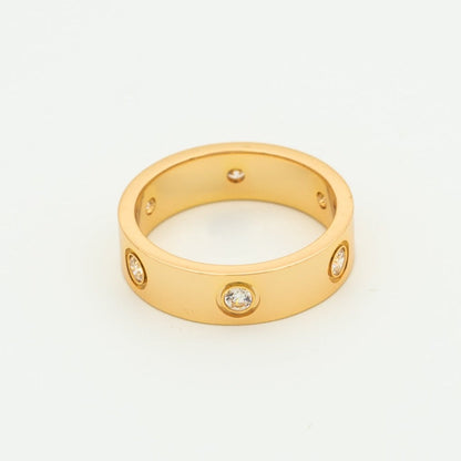 [Zalyn Jewelry ]LOVE RING 5.5MM 6 DIAMONDS PINK GOLD