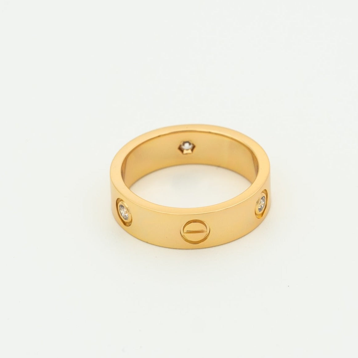 [Zalyn Jewelry ]LOVE RING 5.5MM 3 DIAMONDS PINK GOLD