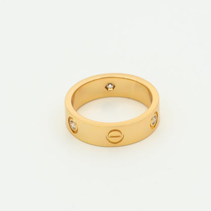 [Zalyn Jewelry ]LOVE RING 5.5MM 3 DIAMONDS PINK GOLD