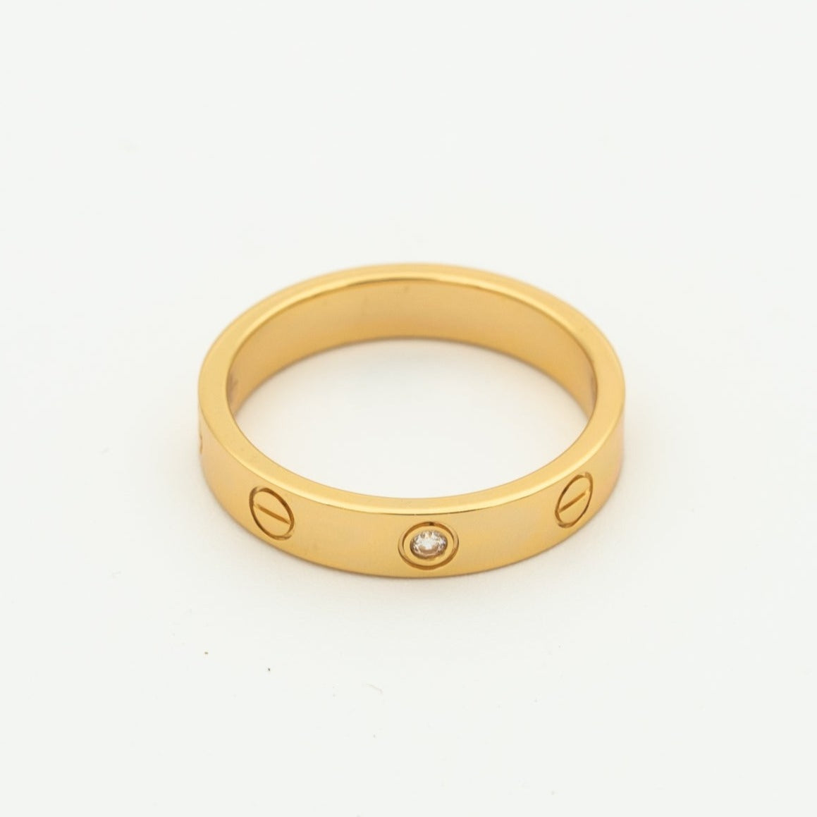[Zalyn Jewelry ]LOVE RING 4MM 1 DIAMOND PINK GOLD